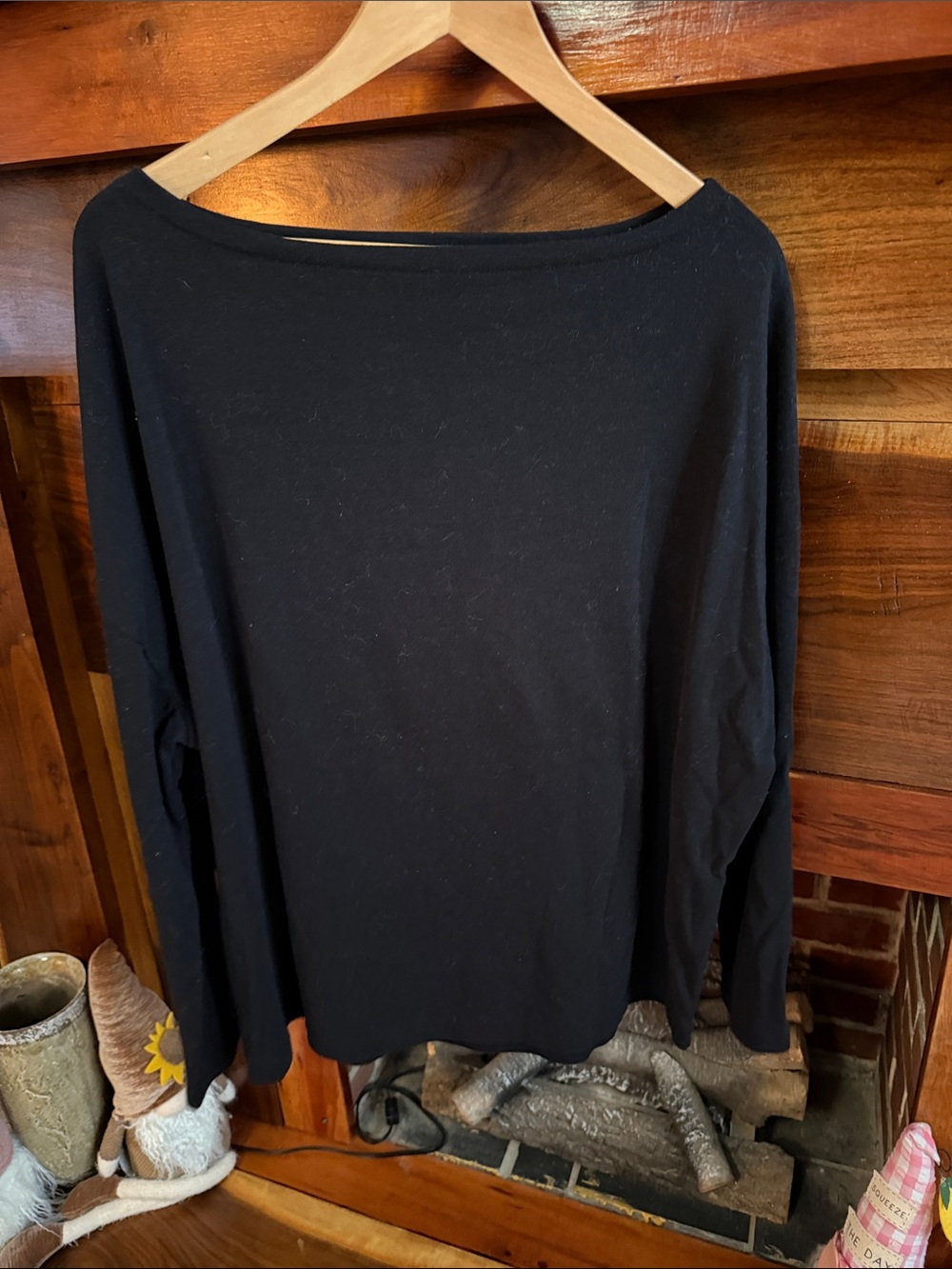 AllSaints Black Boatneck Long-Sleeve Top